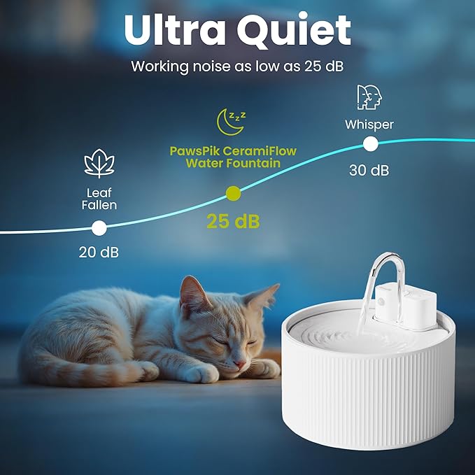 Fuente de Agua para Gatos PawsPik, Automática Cerámica con Sensor de Movimiento miniatura 6