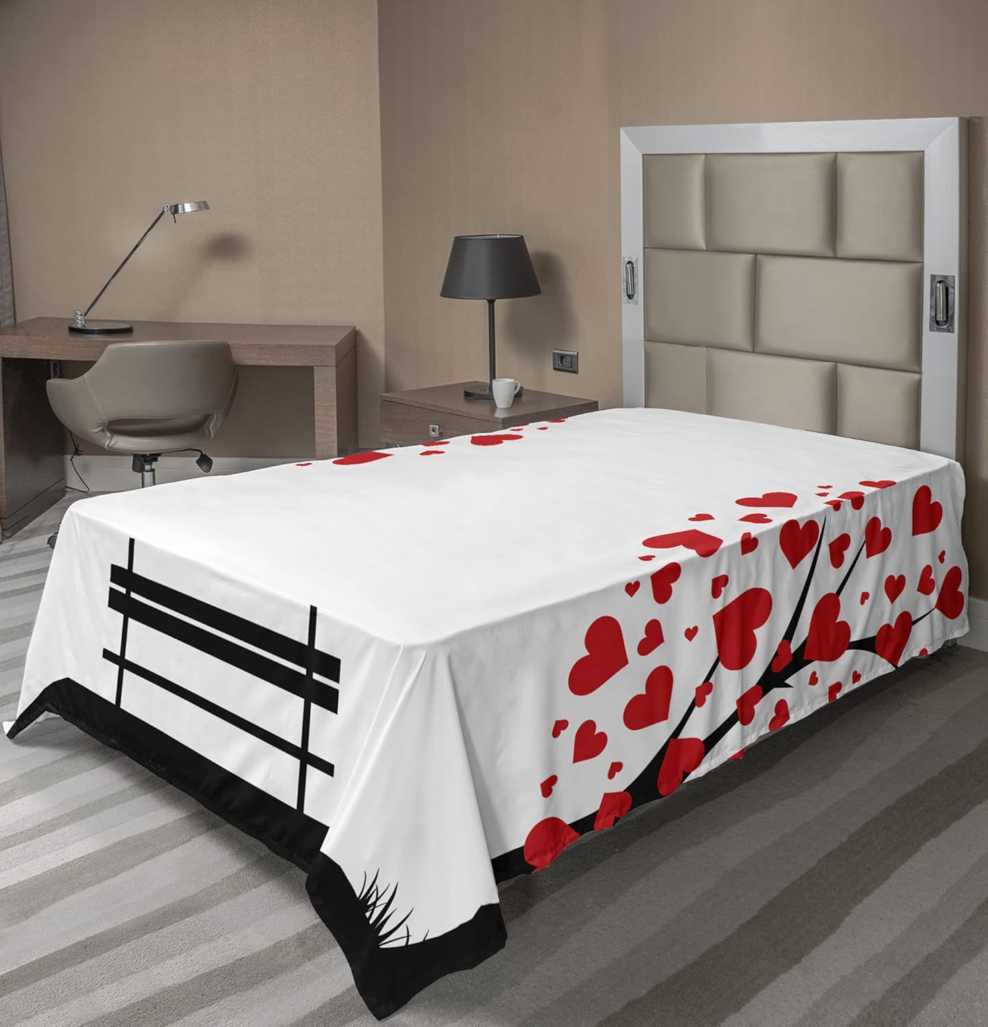 ABAKUHAUS Tree of Life Bed Sheet, Heart Romance Love Art, Soft