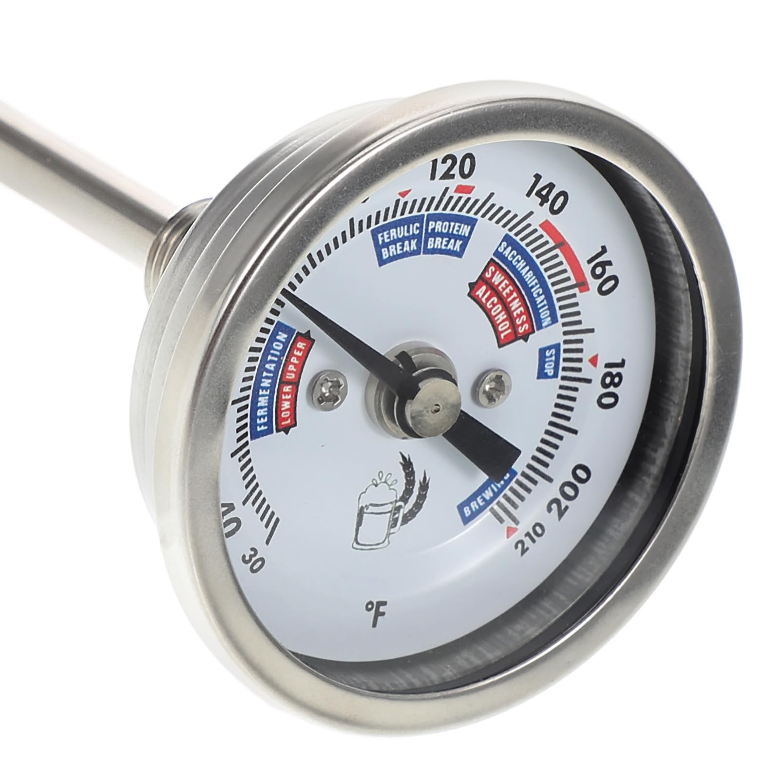 Termometro a Quadrante in Acciaio Inox per Vinificazione | Letture Precise, Uso Versatile, per Botte Vino e Attrezzatura Brassicola
