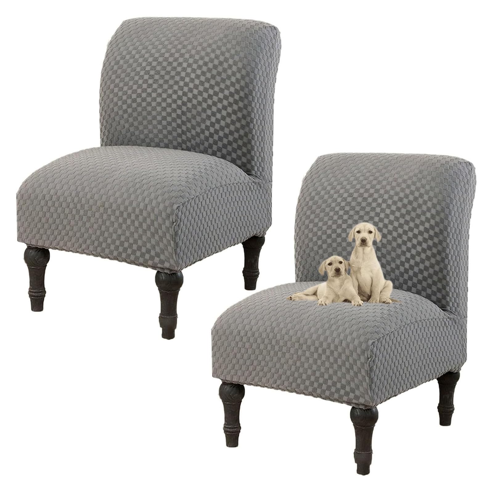 Elastyczny Pokrowiec Na Krzesła Bez Podłokietników, Krzesło Akcentowe Z Poliestru I Spandexu Do Salonu, Jadalni, Hotelu, Czarny(Light Gray,2 Pieces)