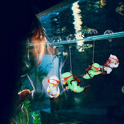 Miniatura 9 de balacoo 4 paquetes de decoraciones de acuario para pecera, estatuas flotantes de buceador, lindos adornos de dibujos animados, interesantes