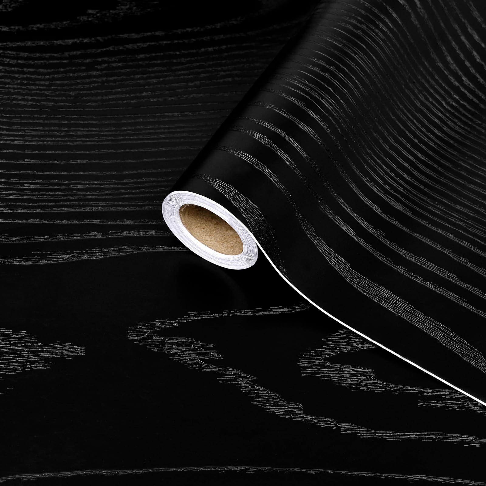 ReeyderArt Wood Effect Wallpaper Black Wood Grain Self Adhesive Vinyl Film, Removable Waterproof Contact Paper for Furniture, Kitchen Worktop, Windowsill, Countertop, Cabinets 40 x 200 cm โ image 1