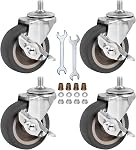 Roues à roulettes, 3Inch M10 Roulette avec frein, taille métrique M10-15 (Diamètre de la vis 10mm, Longueur de la vis 15mm) Roulettes pour Workbench Trolley, Meubles Dolly, Shopping Trolleys (Pack of 4)