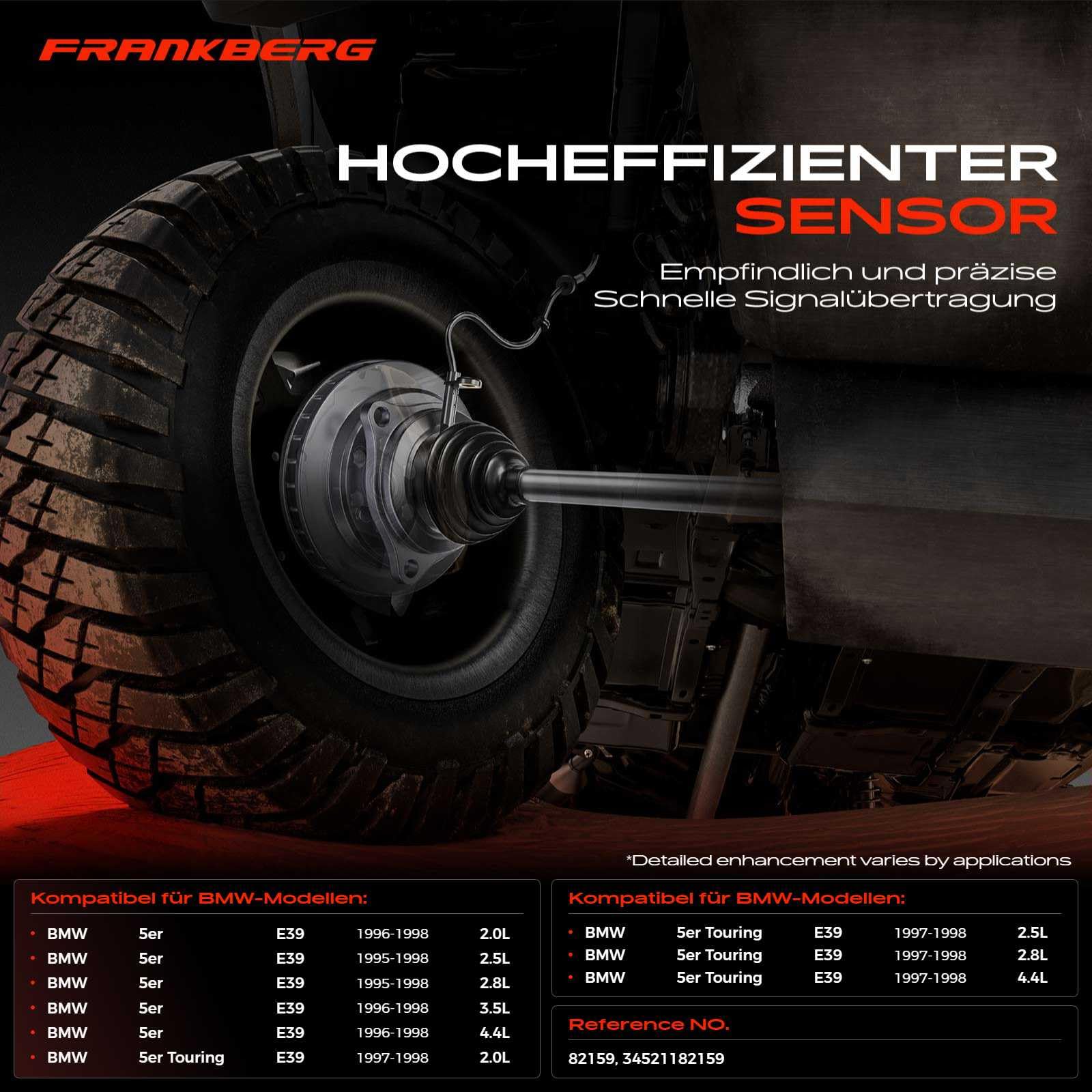 2x ABS Sensor Fühler Raddrehzahl Sensor Vorne Links Rechts für 5er E39 520i 523i 528i 535i 540i 1995-2004 34521182159