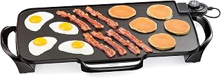 Presto 07061 22-Inch Electric Griddle with Removable Handles & PFAS-Free Ceramic Nonstick Surface, Black