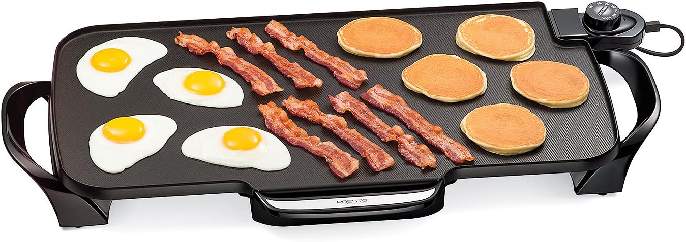 Presto 07061 22-Inch Electric Griddle with Removable Handles, Extra-Large Nonstick Ceramic Surface, Black