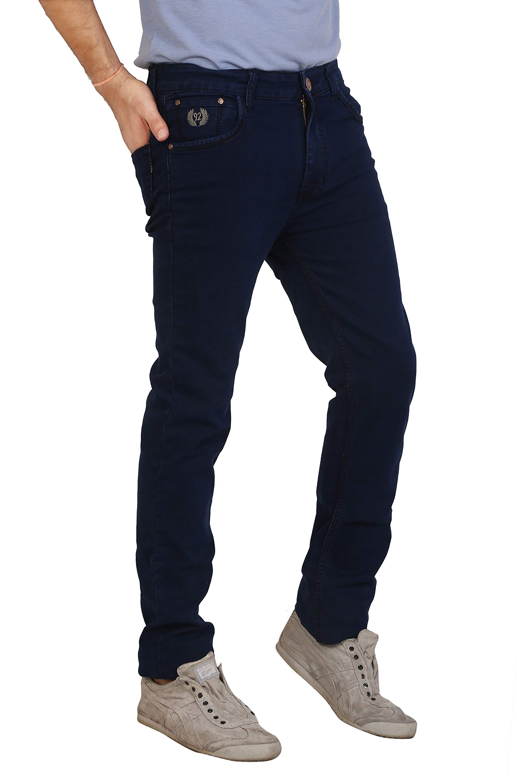 asabaKiller Blue Comfort fit Medium Stretch Silky Denim for Men in Round Pocket, mid Waist Design 1612 Series, Plus Sizes and Color Options availaible