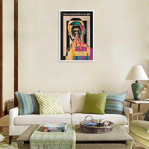 Miniatura 7 de Pósteres psicodélicos hippies retro extraños con degradado aura, arte de pared para dejar de buscar en el exterior para la luz, impresiones