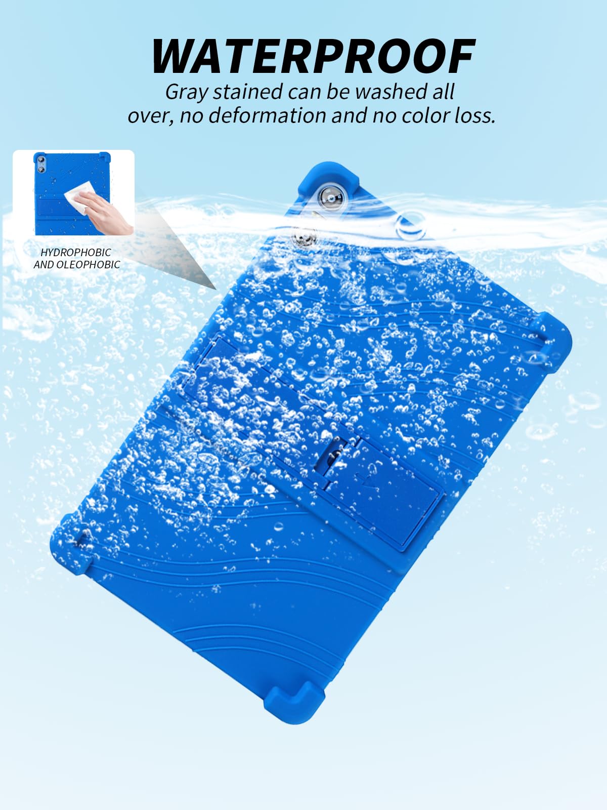 Funda para SKYEGG Tablet K13 10 Pulgadas, yystao Niños Funda de Silicona Suave Compatible con SKYEGG K13, Soporte Ajustable (Azurazul)