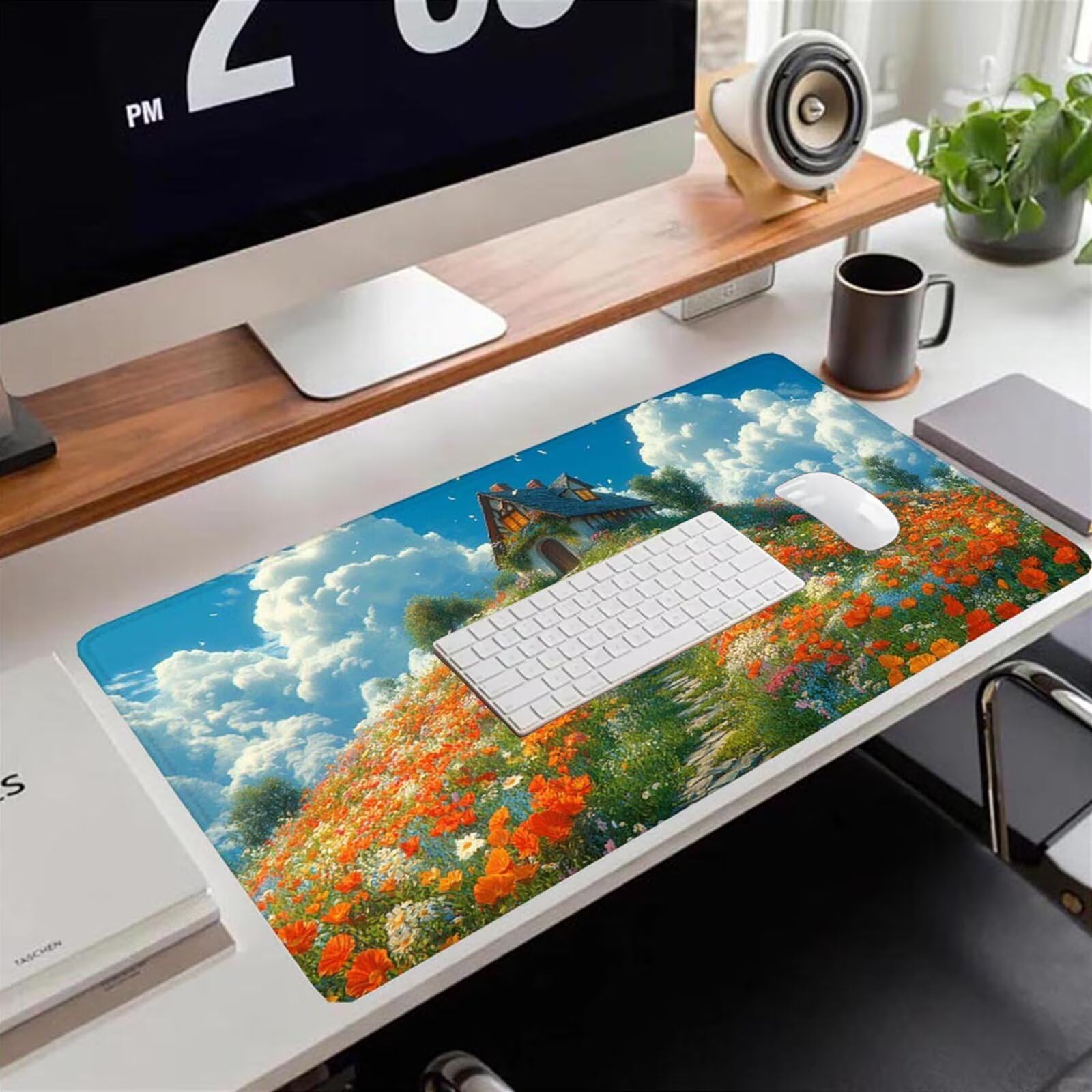 Gamingowa podkładka pod mysz 1200 x 600 x 3 mm, XXL, wodoszczelna, odporna na ścieranie, z przyszytymi krawędziami, niebieska, podkładka na biurko, poprawia prędkość i precyzję pod laptopa, komputer