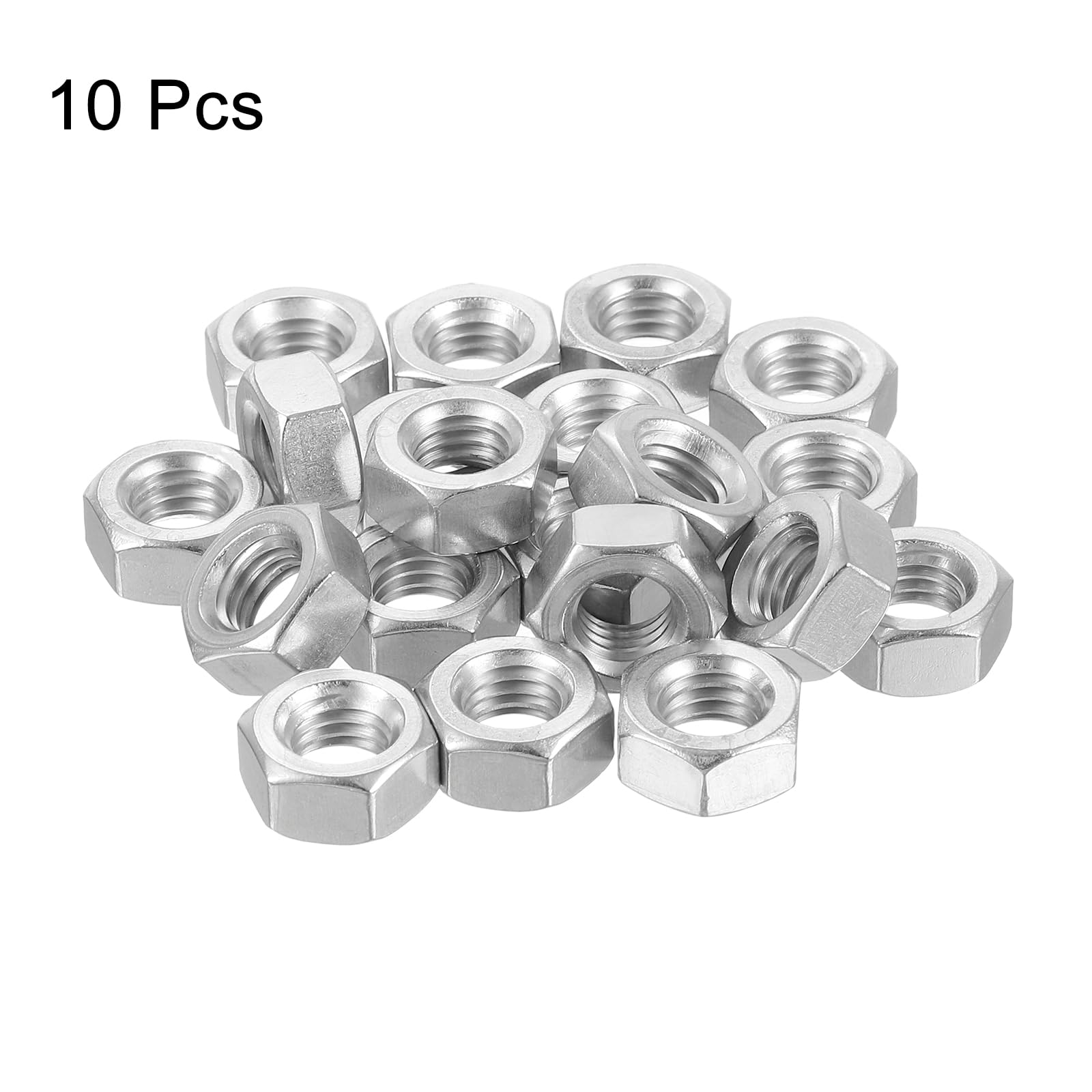 QUARKZMAN Mano Sinistra Esagonale Dado M8x1,25mm 304 Acciaio Inox Mano Sinistra Inverso Esagonale Dado per Assemblaggio e Fissaggio Argento 10pz