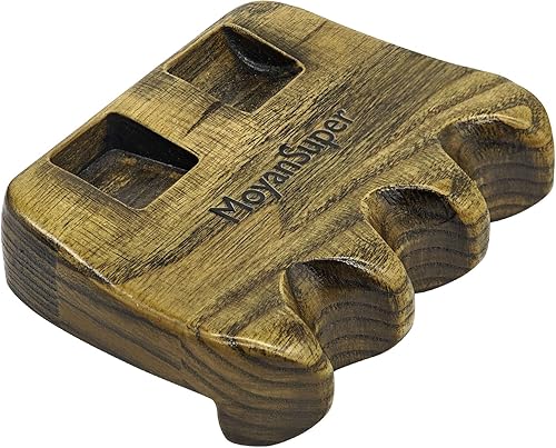 Wood Pool Cue Holder Non-Slip Silicone Base Solid Wooden Construction  Holds 2345 Cues Weighted Metal Inside for Stability Billiard Accessory for