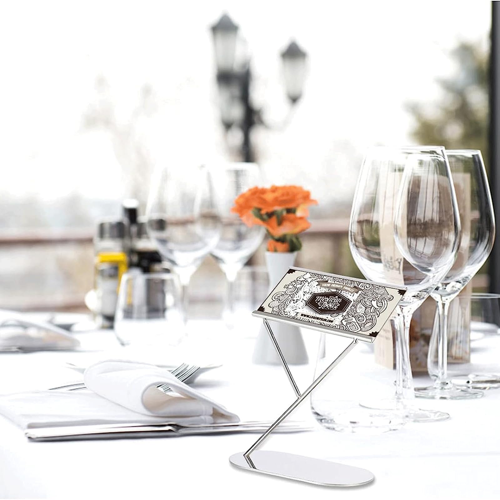 Soporte De Metal Tipo Y para Números, Abrazadera para Tarjetas, Tarjetas De Mesa, Soporte para Menús, Cenas, Nombres De Invitados, Carteles De Comida (Plateado)