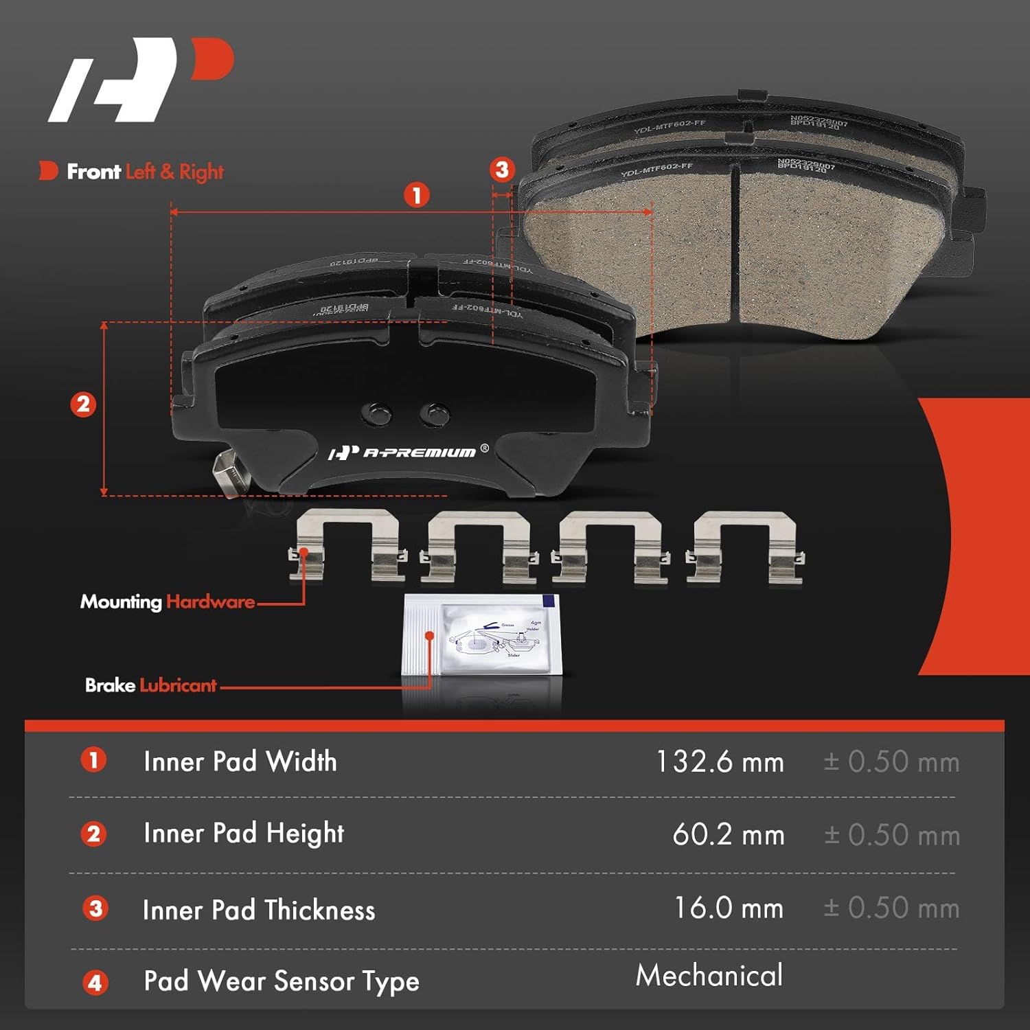 A-Premium Front Ceramic Brake Pads Set Compatible with Hyundai Elantra 2017-2020, Ioniq 2017-2022 & Kia Niro 2017-2022, 4-Pack
