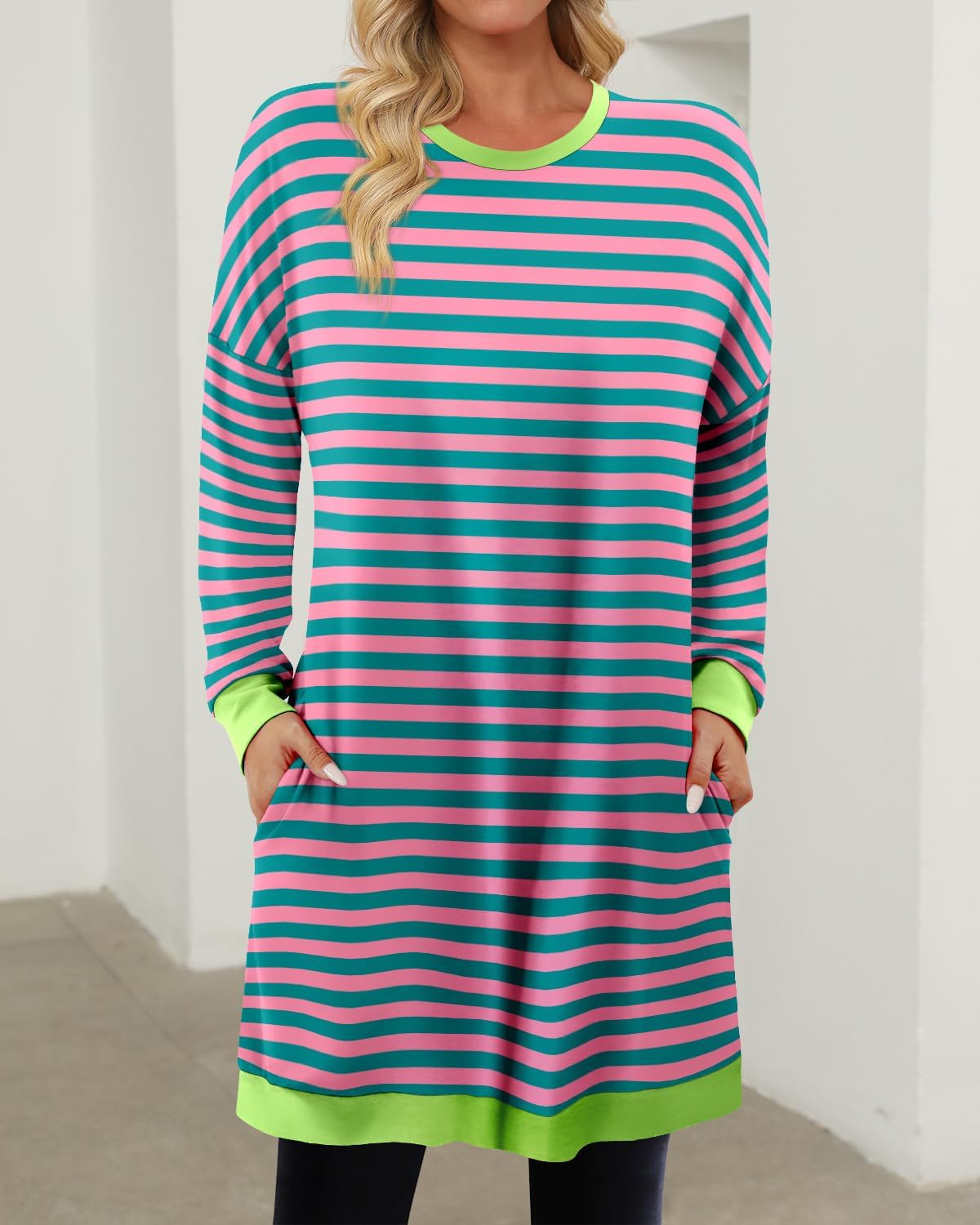 KISSMODA Women's Long Sleeve Tunic Tops Fall for Leggings Casual Long Tunics with Pockets T Shirts Loose S-3XL - Image 3