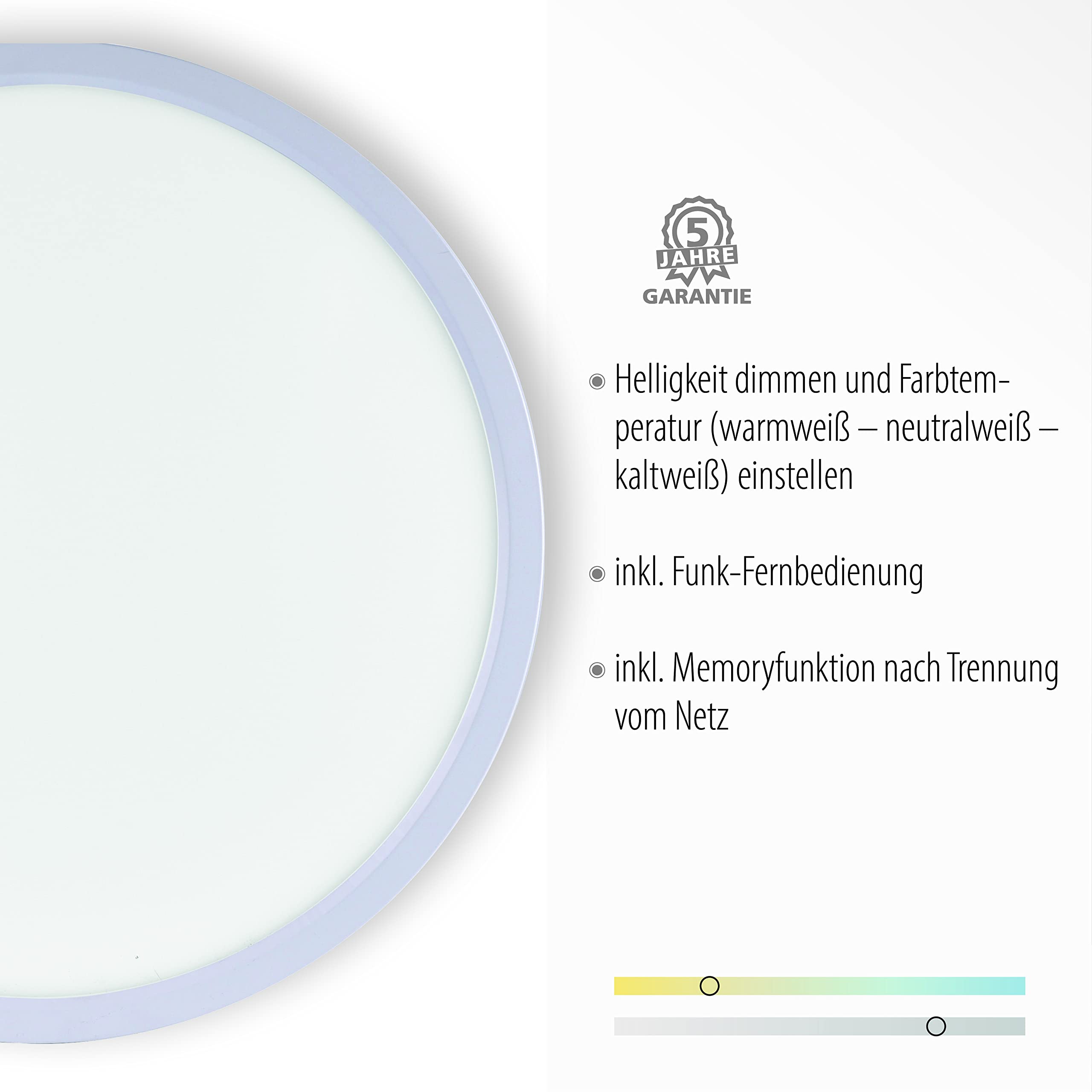 Plafonnier LED à Intensité Variable Avec Télécommande, IP20, Blanc