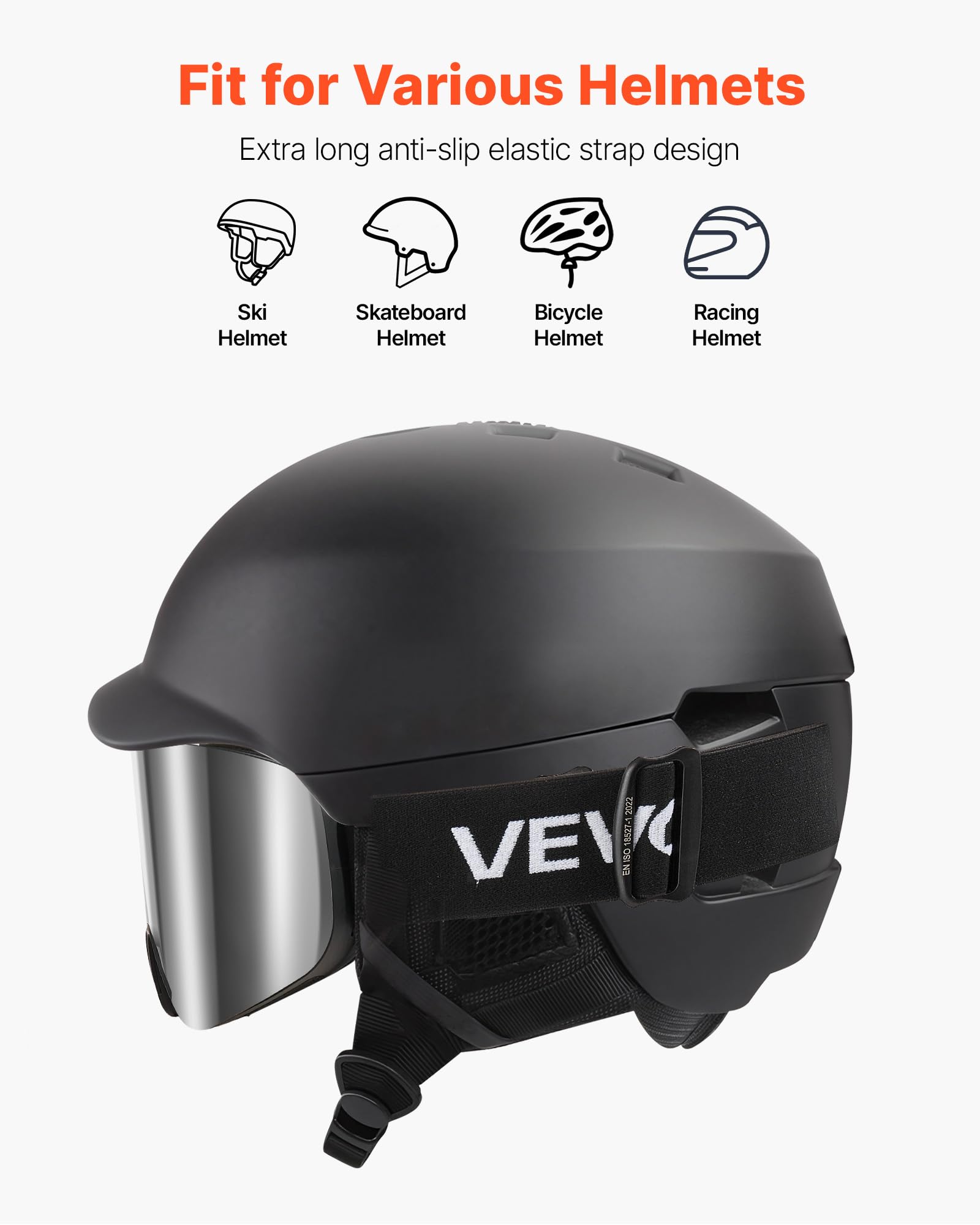 VEVOR Occhiali da Sci Maschera da Sci Revo Rivestimento Argentato, Montatura OTG, 0,28kg, Occhiali da Snowboard, Lenti Cilindriche Magnetiche, Antiappannamento, per Motocross da Neve