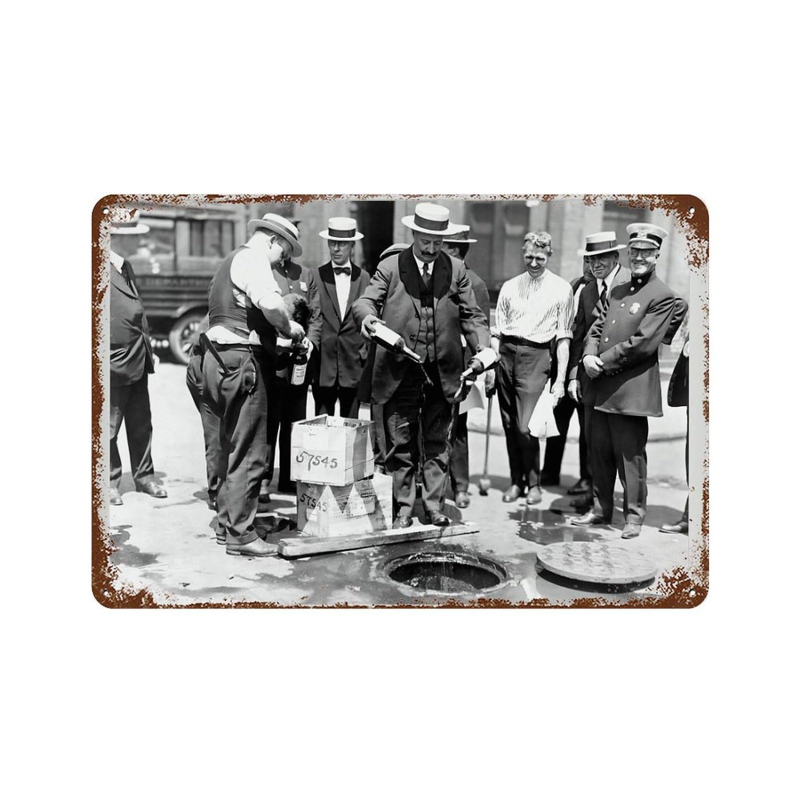 xiaoxiaoshen Beer Raid During Prohibition – Black And White Retro Bar Posters Wall Decor Art Metal Tin Poster Modern Home Decor Art Home Bar Shop Decorations Vintage Sign 20x30cm