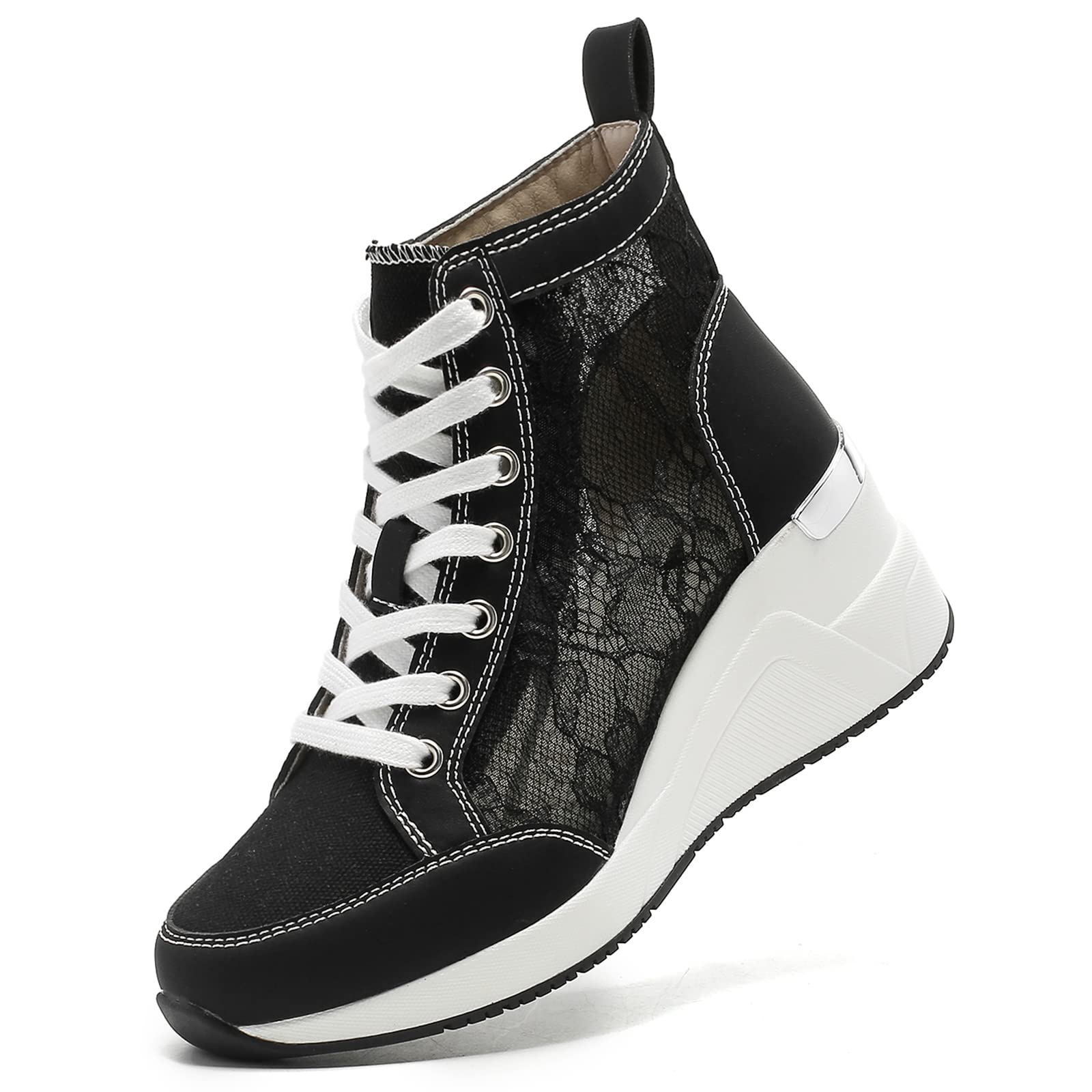 High Heeld Wedge Sneakers for Women - Ladies Hidden Sneakers Lace Up Shoes, Best Chioce for Casual and Daily Wear