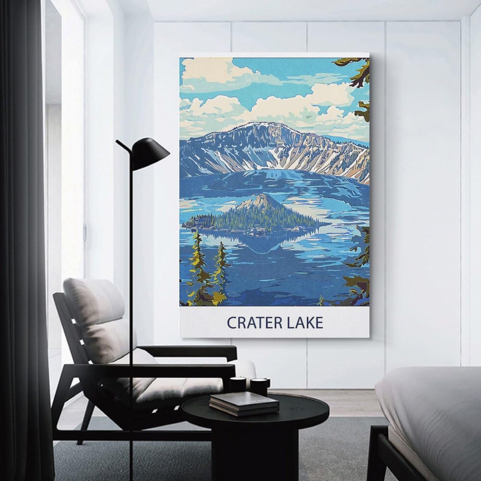 Junmoney Crater Lake National Park(3) Room Decor Wall Art, 24x36inch(60x90cm), for Office, Study Or Home Workspace, Decorative Artwork for Productive Spaces