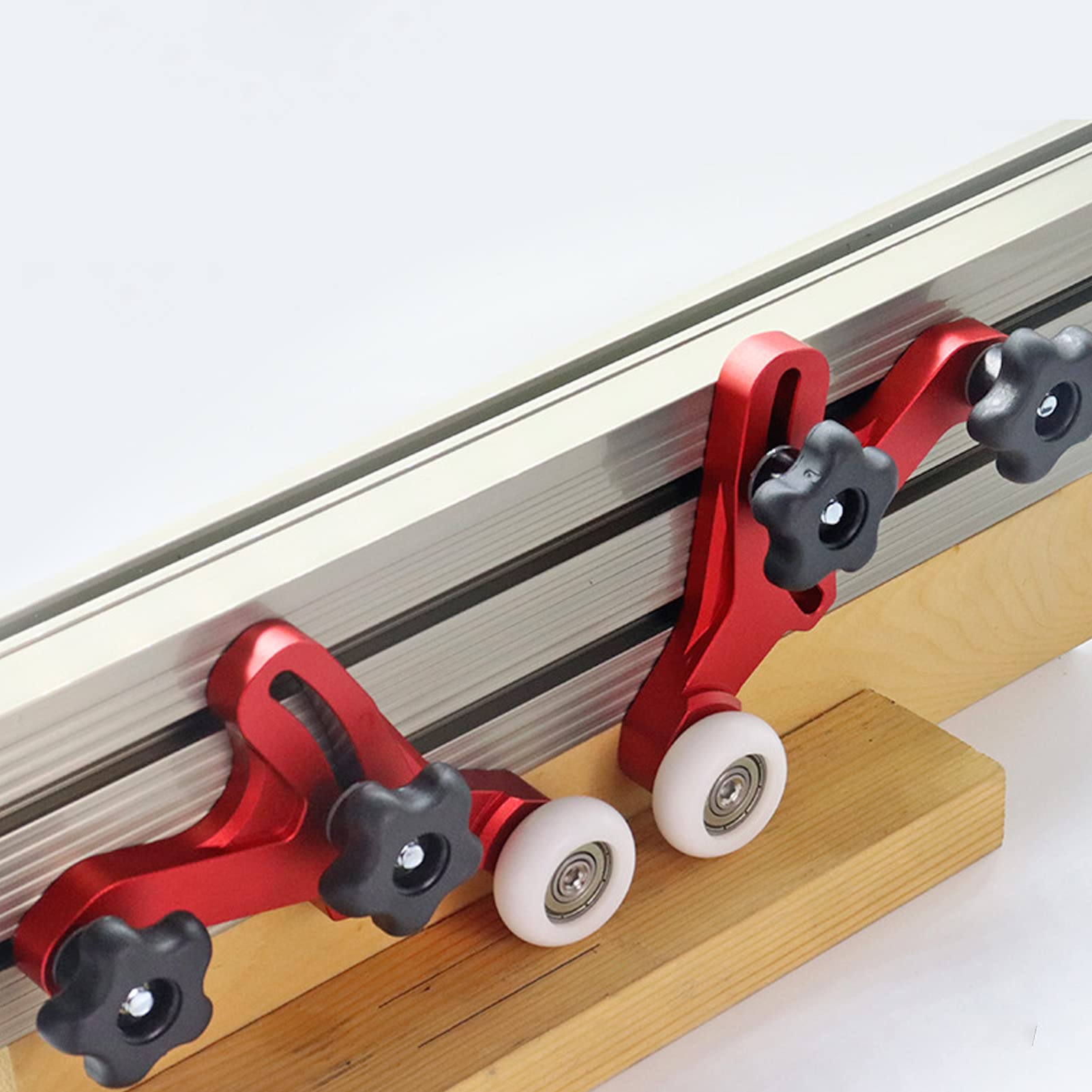 Zestaw pilarek stołowych Guide Premium ze stopu aluminium, regulowane rolki łożyskowe – podszewka prasowa do obróbki drewna, piła stołowa, piła taśmowa, maszyna do grawerowania, kolor czerwony, czarny