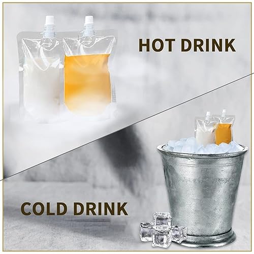 Miniatura 4 de 10 bolsas para bebidas, frascos de plástico reutilizables, bolsas de mano a prueba de fugas y sellables, bolsa transparente para líquidos para leche