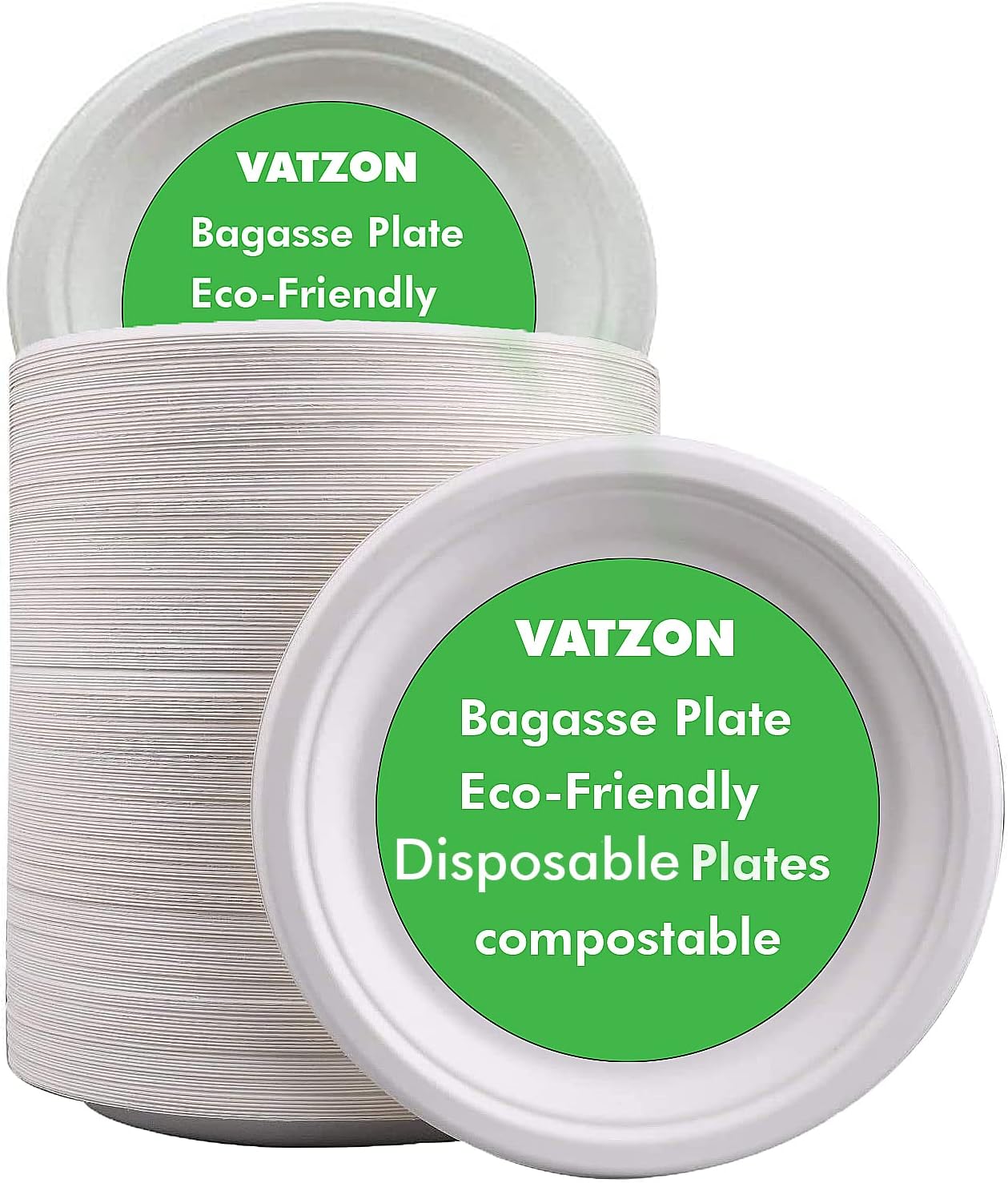 Zuvo Disposable Plates 50 Pack 100 Compostable White Paper Plates 7