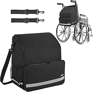 Wheelchair Bags,Wheelchair Backpack Bag,11 Pockets Wheelchair Bags to Hang on Back,Wheelchair Accessories Pouch for Adults,Accessories Storage Bag for Wheelchair with Thermal Insulation Pocket