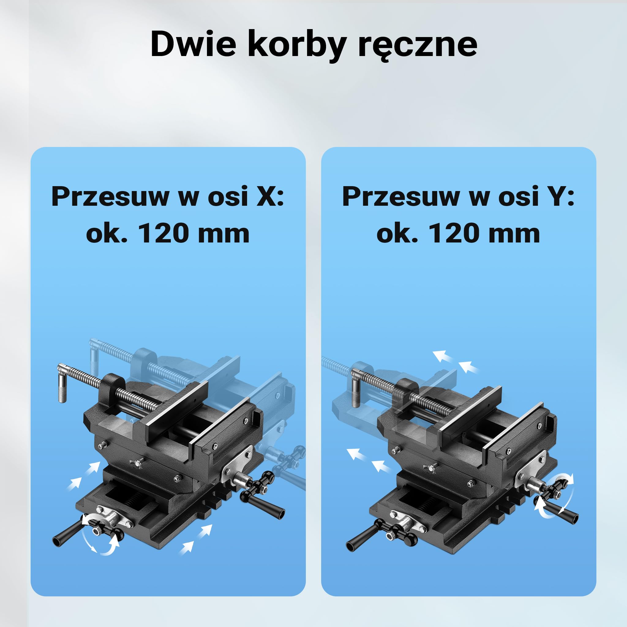 Wiltec Imadło maszynowe krzyżowe szczęki 150 mm dwukierunkowe z żeliwa, na wiertarki stołowe do frezarki, przesuwne XY