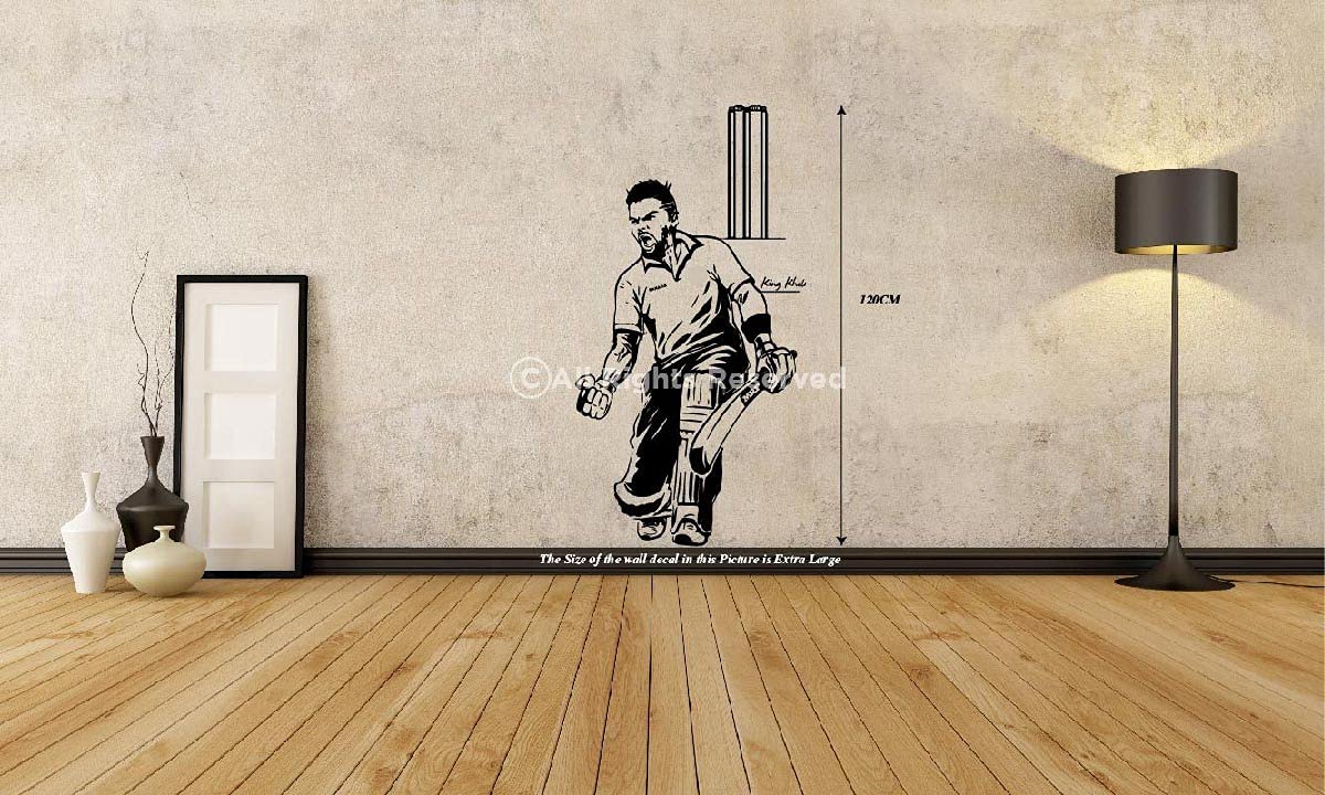PEACOCKRIDE Vinyl Virat Kohli- The King of Indian Cricket Wall Decal Black Extra Large (B07NSX65SH) Amazon Price History, Amazon Price Tracker