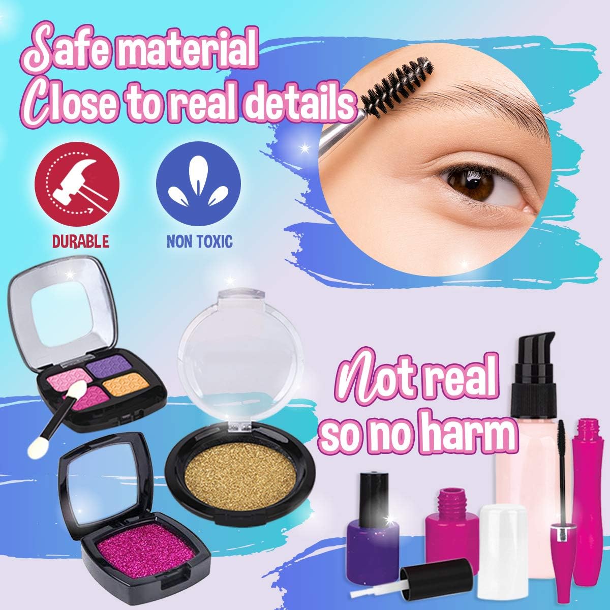 GraceDuck Makeup Kit Toys - Pretend Play Princess Make Up Set Unicorns Gifts for Girls with Nail Polish Brush Cosmetic Bag Little Girl Stuff Birthday Christmas for Kids Toddlers Ages 3 4 5 6 7 8 9 10 : Toys & Games