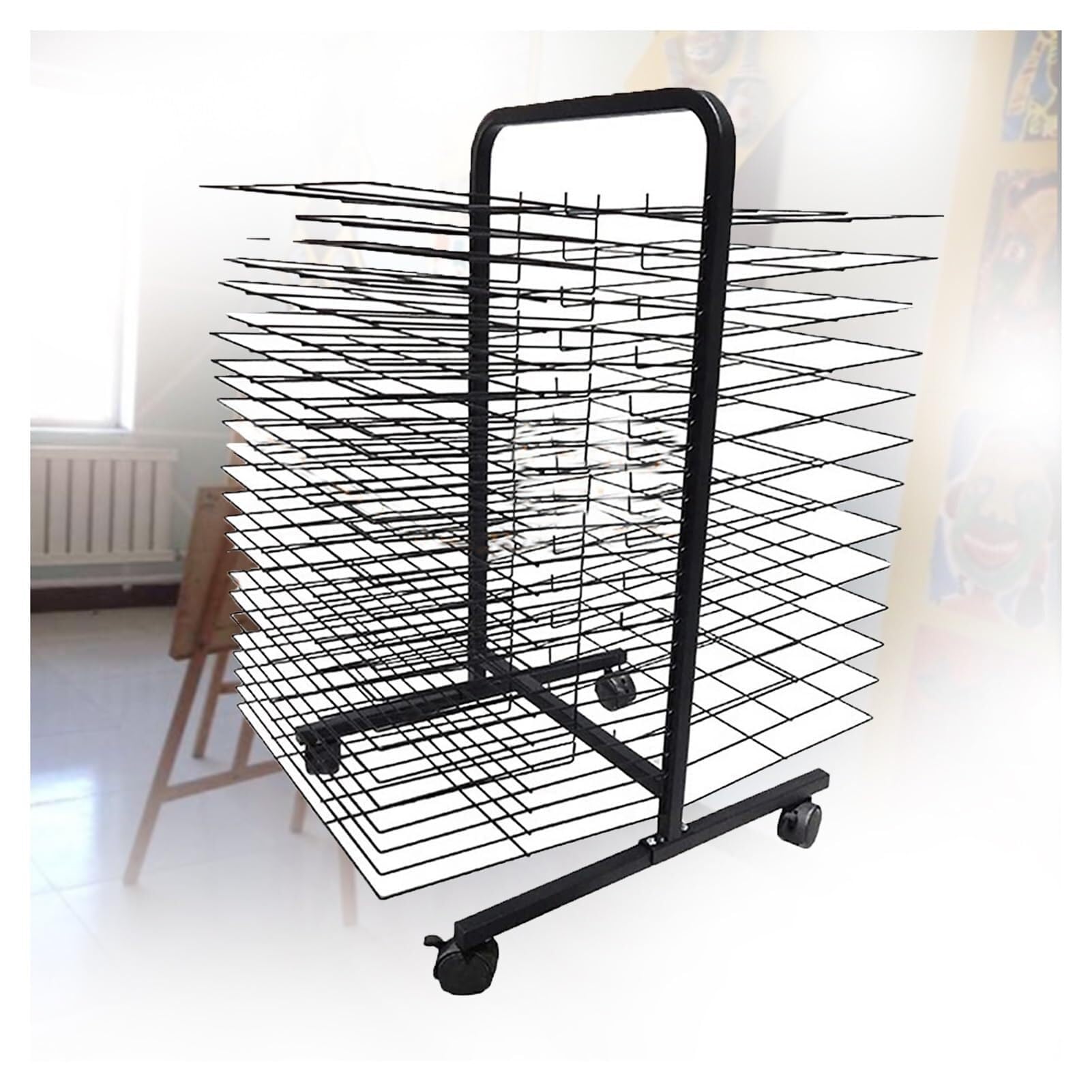 JYHHGDS Art Drying Rack, 38 Shelves Portable Artwork Storage Rack with Wheels, Ideal for Schools, Classrooms, Studios & Art Clubs