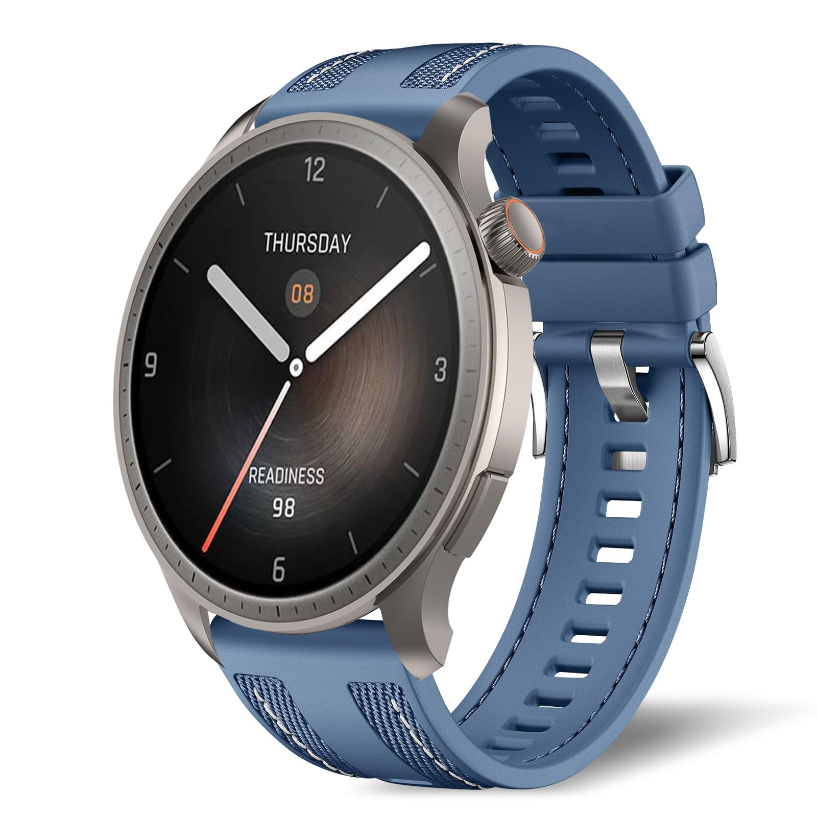 22mm Strap for Amazfit Balance 3/2/1/Ultra/Cheetah 2 Ultra/Bip Max/6/5/Active Max, Complex Silicone Nylon Braided Replacement Bracelet Band for Amazfit T-Rex 3 Pro 48mm/GTR 4/3 Pro - Blue