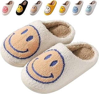 Smile Face Slippers, Retro Smile Slippers Comfy Smile Face Slippers for Women Cozy Happy Face Slippers with Smile Face Preppy Slippers Casual Slippers, Unisex