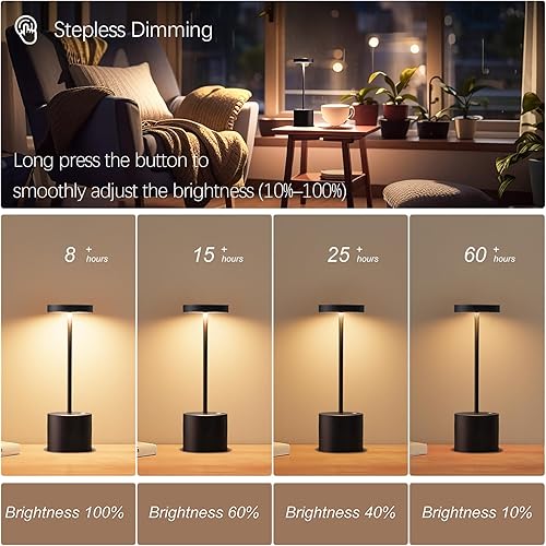 Miniatura 4 de Lámpara de mesa para exteriores, inalámbrica, recargable, portátil, con pilas, IP54 impermeable, para comedor exterior, cena, restaurante, hogar,