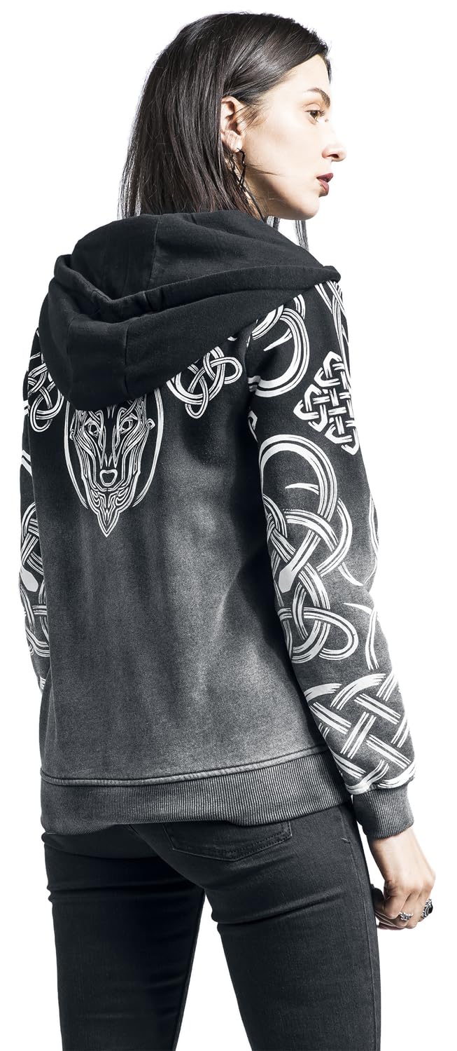 Black Premium by EMP Damen graue Kaupzenjacke mit keltischen Ornamenten