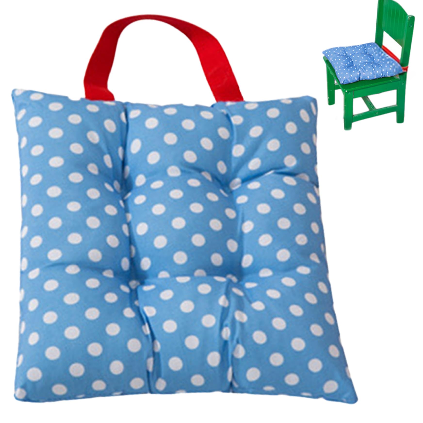 Cojín para silla de niños de 12 pulgadas con correas asiento suave punto azul