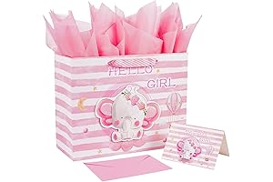 JWSCYSY 12.6" Large Baby Girl Gift Bag It's a Wrap for You Baby