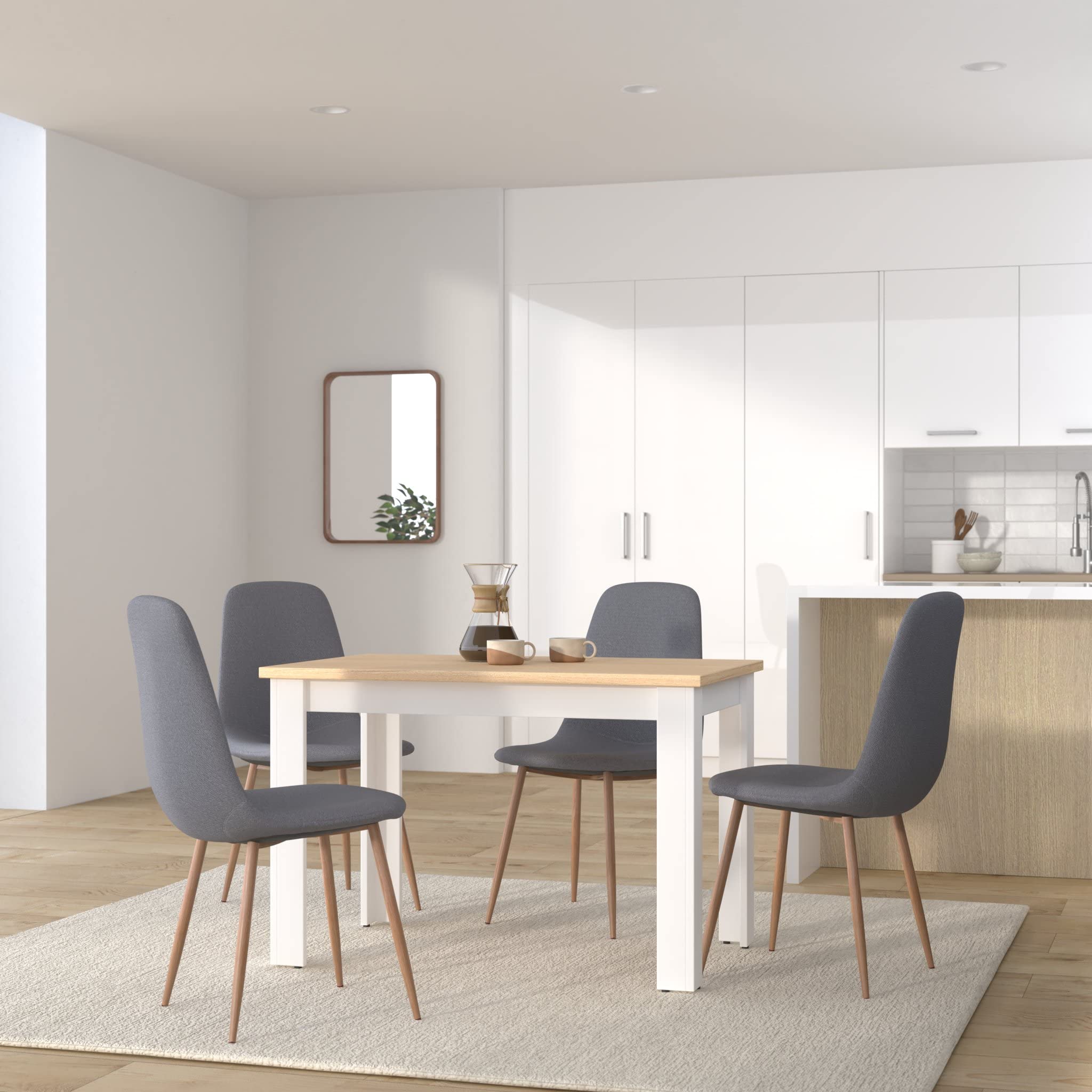 Symbiosis Nice, Tavolo da pranzo, bianco e rovere naturale 110x70x73,1 cm