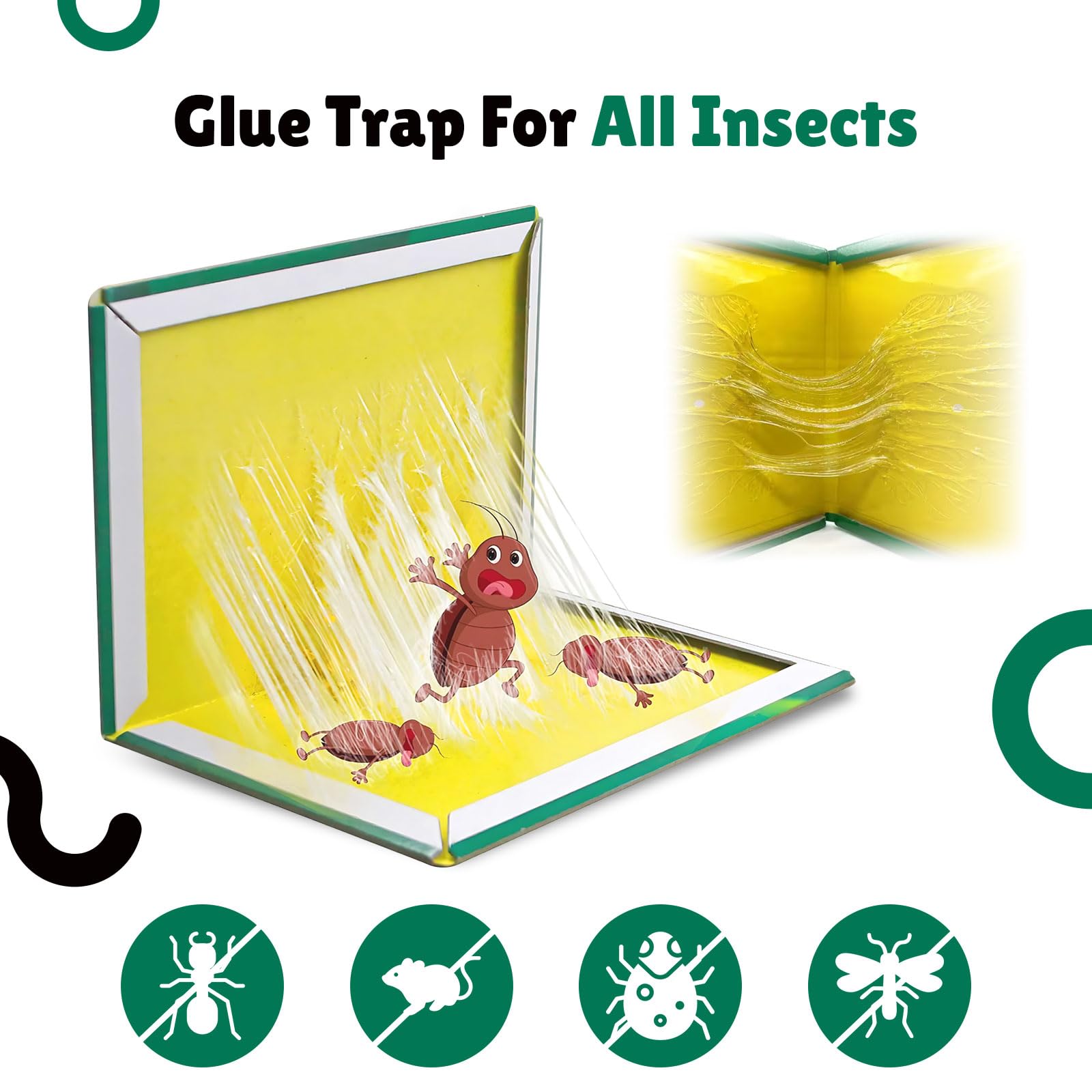 adam & eesa Sticky Pest Control Traps, Pack of 5 Sticky Trap Boards, Extra Strong Multi-Use Gum Sticky Pads - Image 2