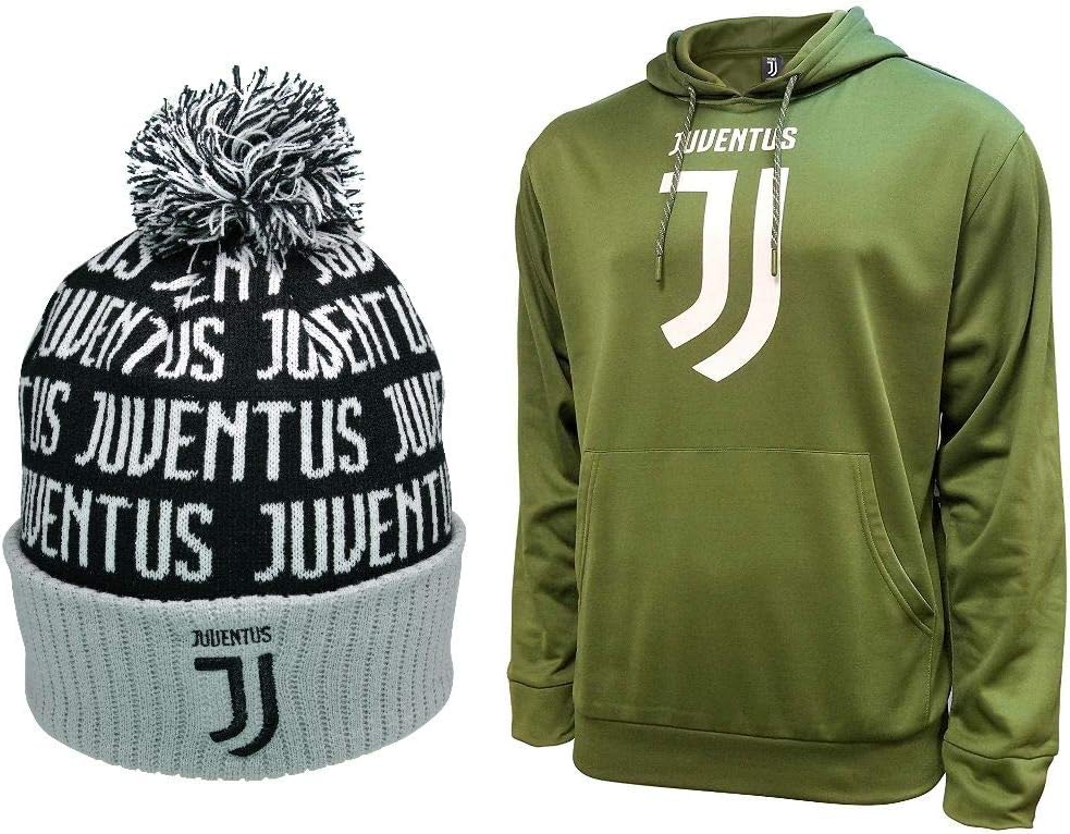 Icon Sports Compatible with Juventus Soccer Hoodie and Beanie Combo 71-Large