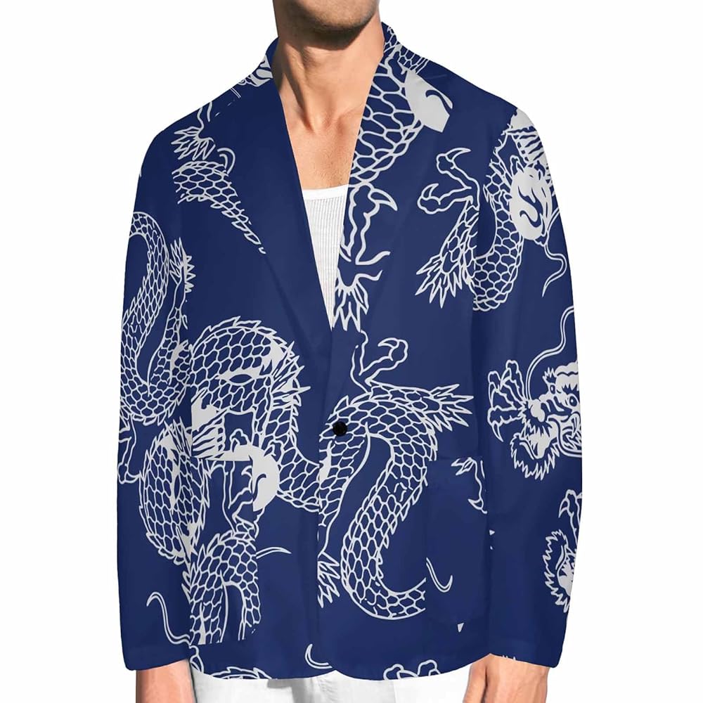 Amazon.com: Men Blazer Jacket Dragon Pattern Men's Slim Fit