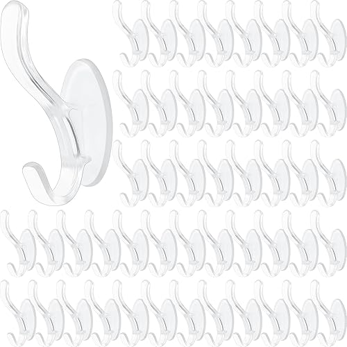 Queekay Ganchos de pared adhesivos transparentes para colgar ventanas de Navidad, baño, dormitorio, puerta de cocina, plástico acrílico, sin marcas