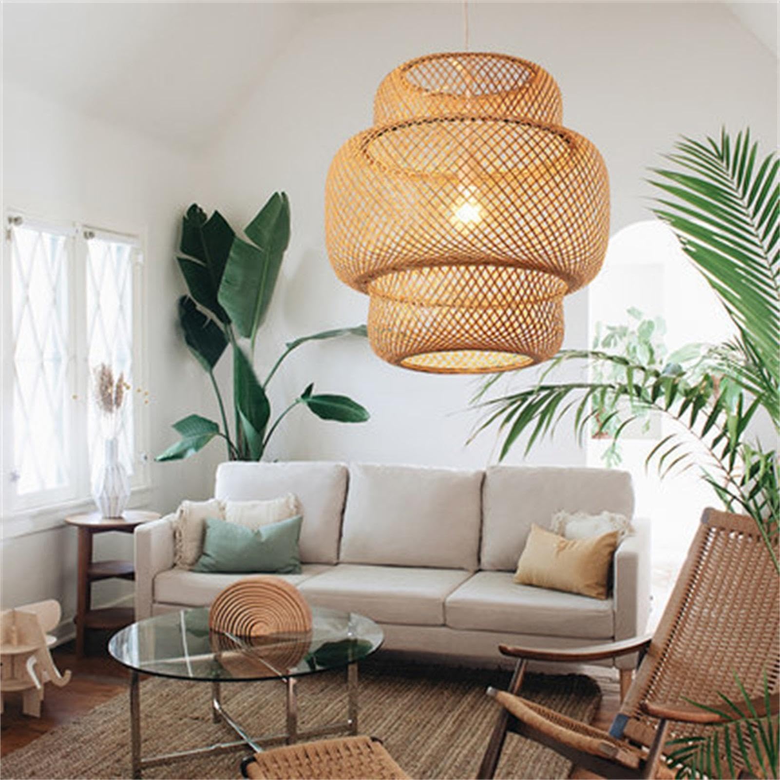 Yeeda Lampadario in bambù Intrecciato A Mano - Lanterna A per Camera da Letto e Sala da Pranzo