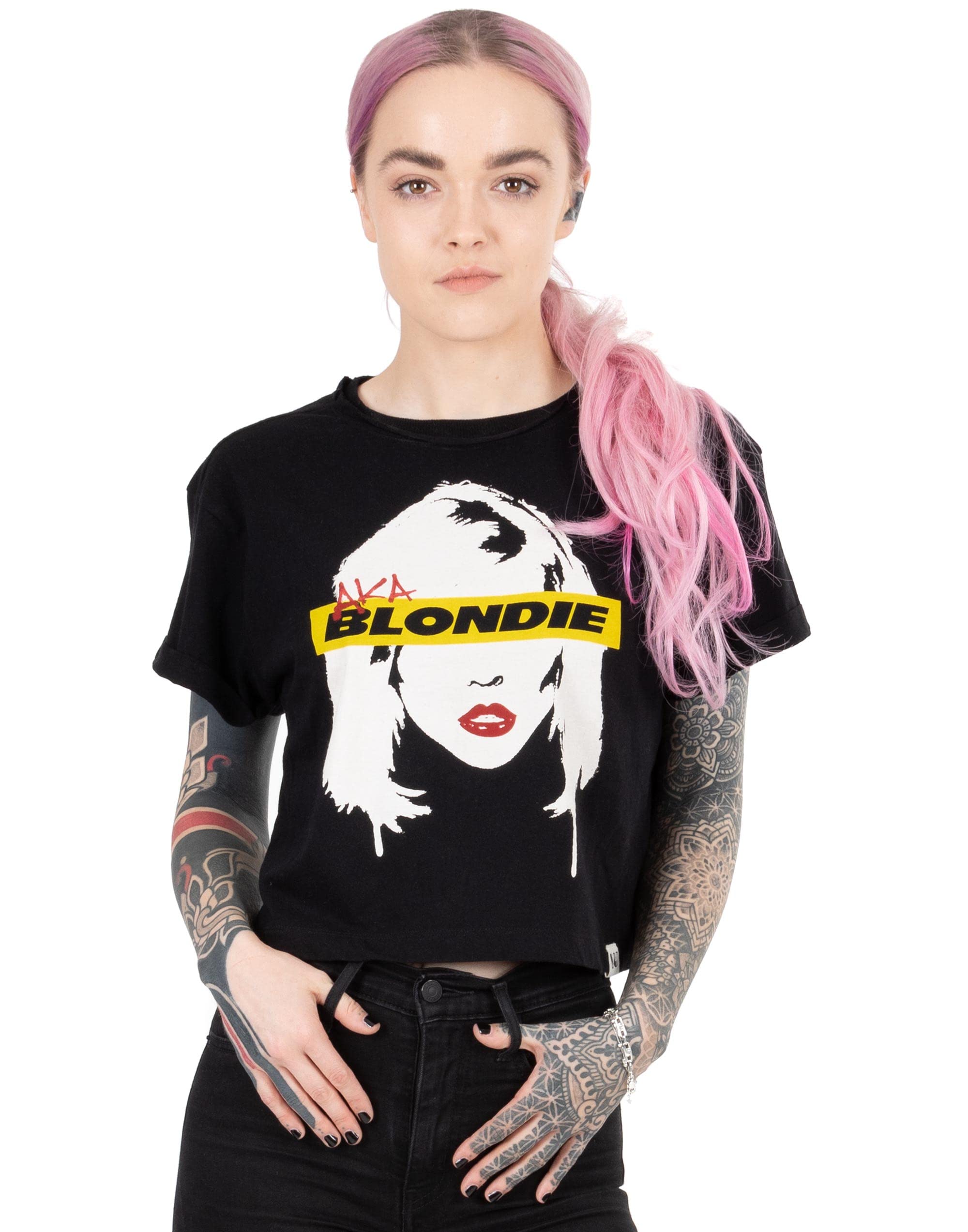 Blondie Cropped T-Shirt for Women | Ladies AKA Music Band Black Crop Top | Clothing Merchandise Gifts XXL