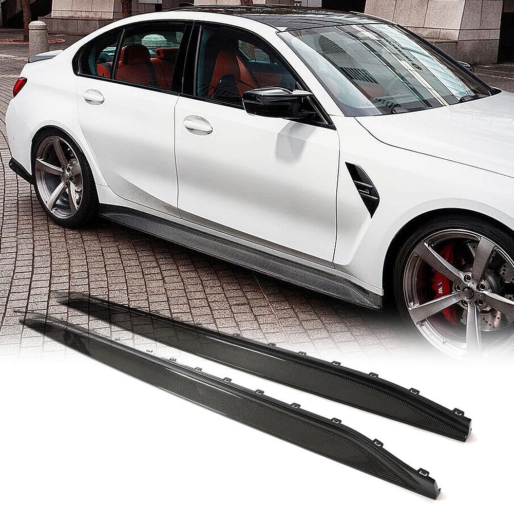 MCARCAR KIT Real Carbon Fiber Side Skirts Compatible with BMW 3 Series G80 M3 2021-2024 Sedan 4-Door Under Door Rocker Panels Valance Extension Lip Factory Outlet