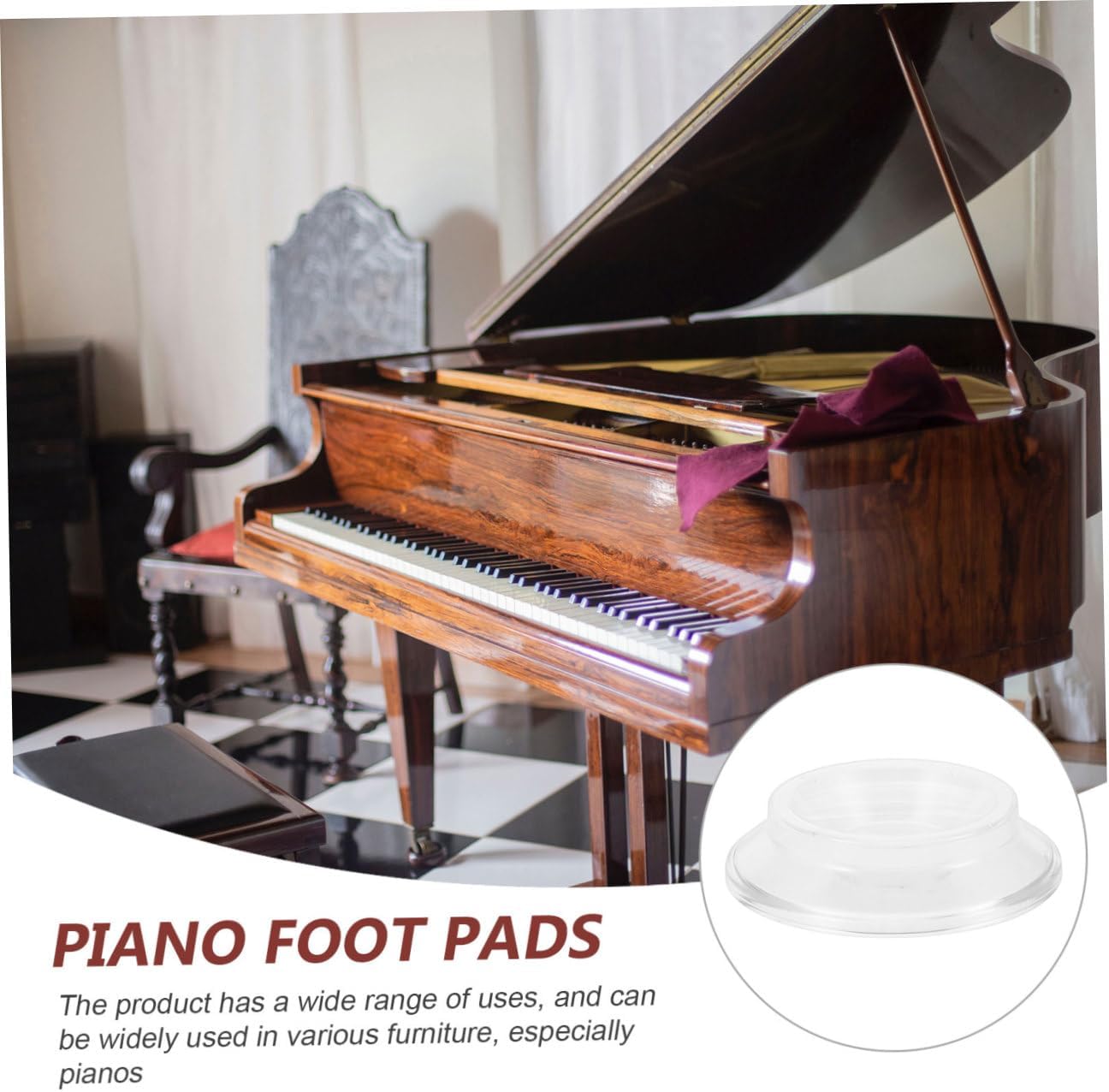 Generic 4pcs Caster Cups for Upright Pianos Non-Slip Hardwood Floor Protectors Vibration Absorbing Pads Noise Reducing Furniture Leg Pads for Tile and Carpet Floors