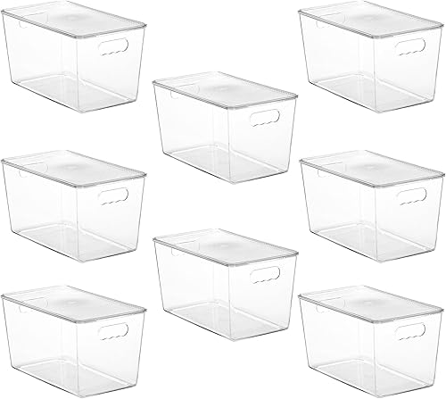 Miniatura 13 de Vtopmart - 6 unidades de contenedores de almacenamiento apilables transparentes con tapas, contenedores de plástico medianos con asa