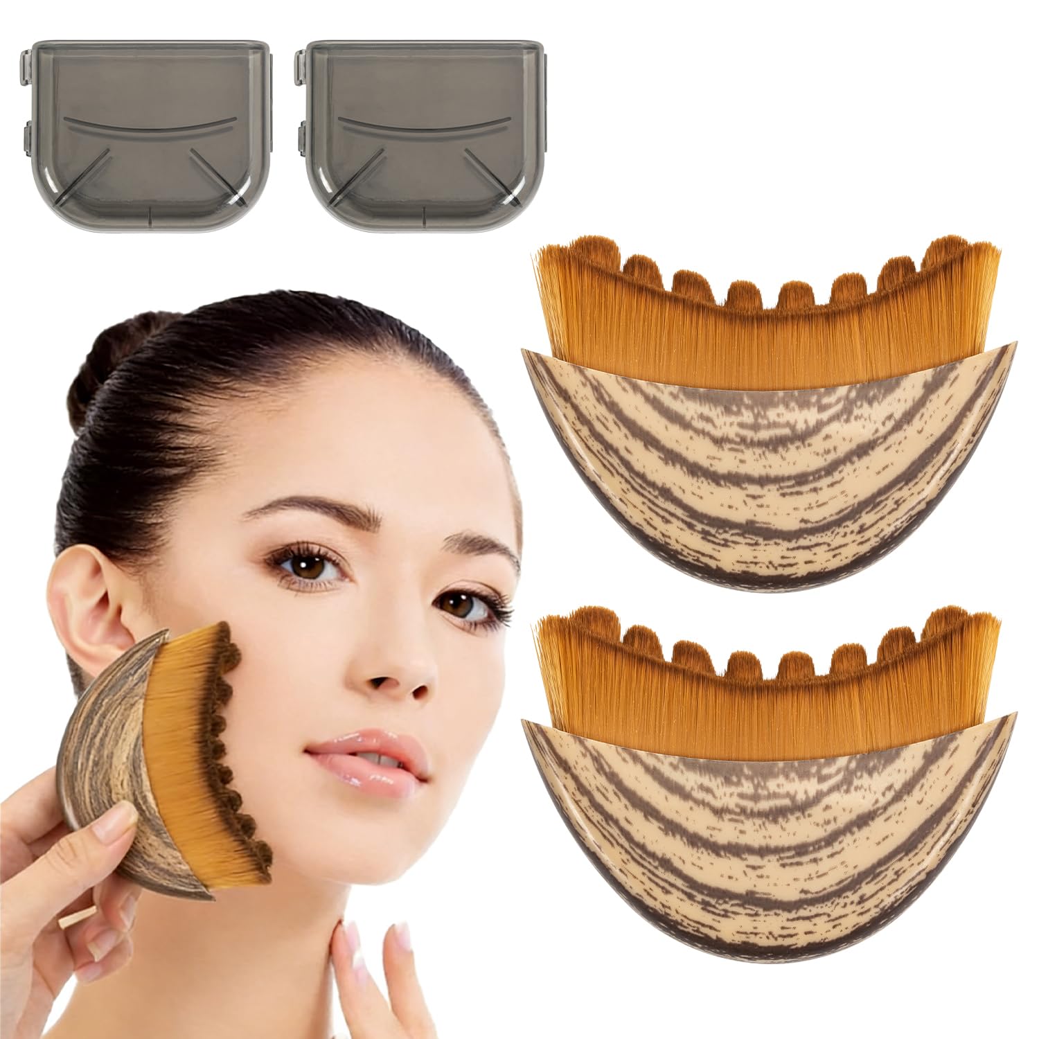 Lymphatische Gesichtsbürste, 2 Stück Alpenfaser Gesichtsbürste Face Brush, Gesichtsbürst für Gesichtsmassage, Gesichts-Lymphdrainage & Natürliches Lifting