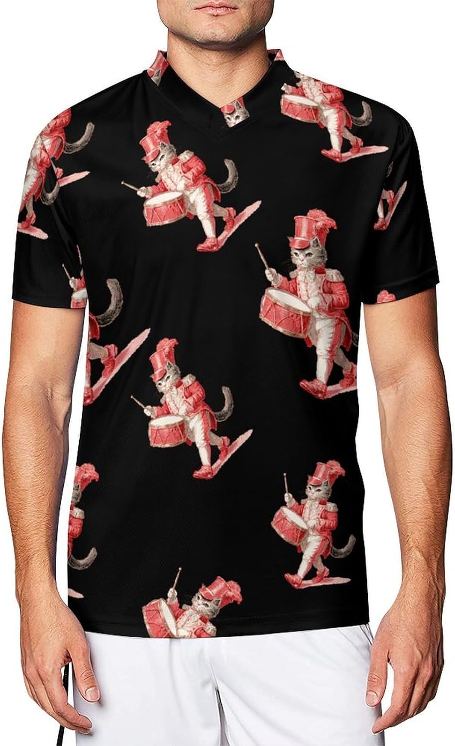 Vintage Cat Band Drum Drummer Soccer Jersey Football Shirt Athletic Sports T-Shirt Personalized for Men Women